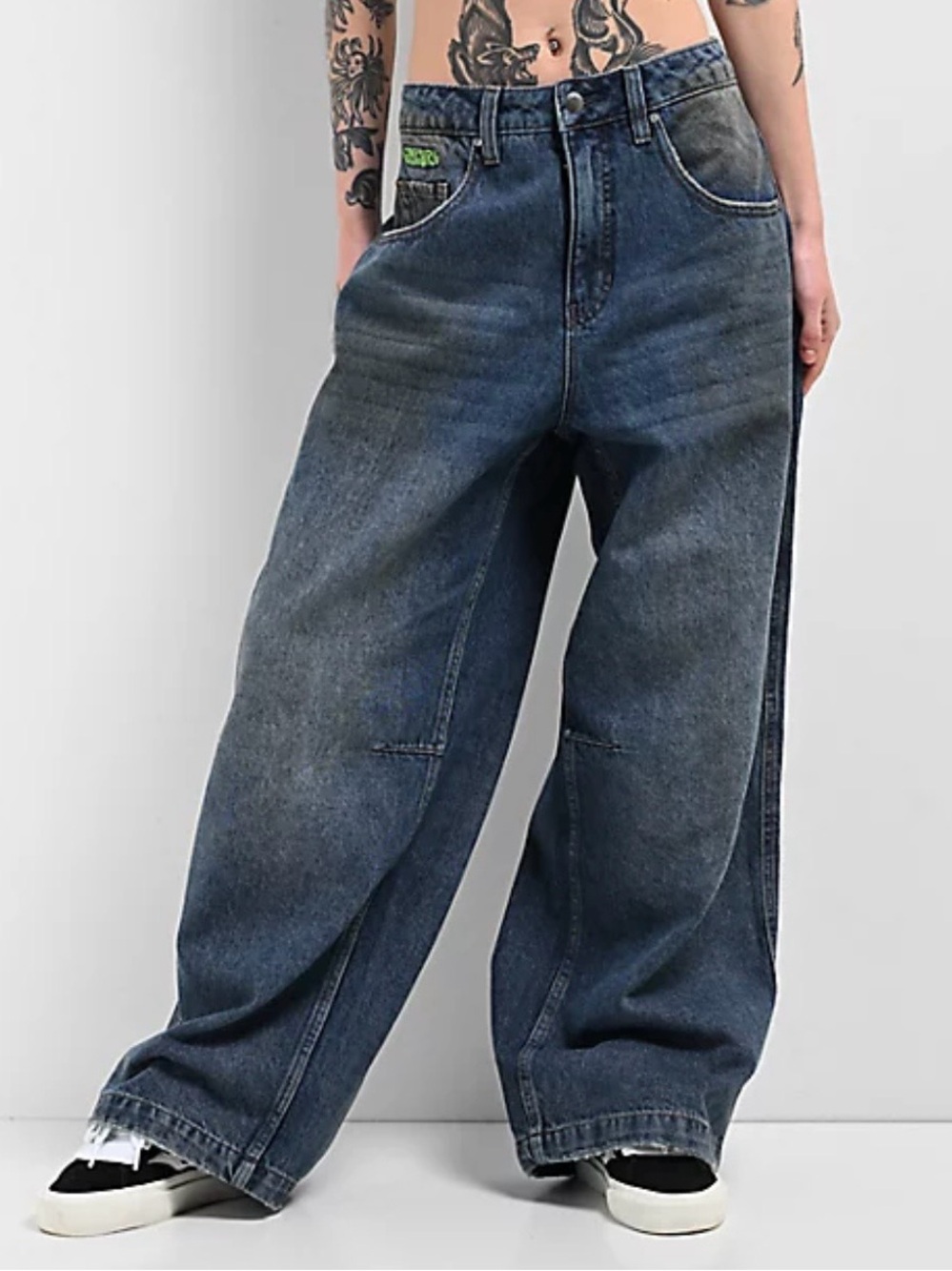 Empyre Wide Leg Dark Blue Denim Jeans